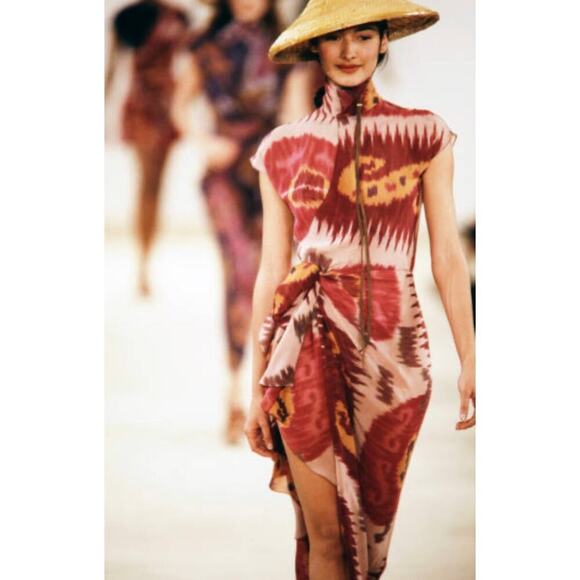 Vintage Ralph Lauren Purple Label Runway Ikat Silk Wrap Dress 1994 Southwestern - Picture 12 of 15